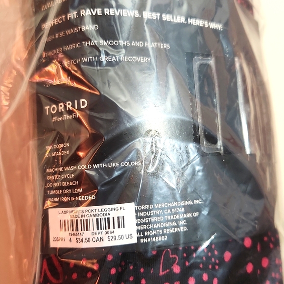 ❤️NWT VINTAGE TORRID LEGGING - POCKETS PREMIUM HEARTS PRINT HIGH RISE PLUS SIZE - Picture 6 of 10